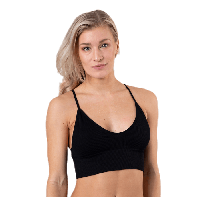 Vicky  Rib Seamless V-Neck Top Black