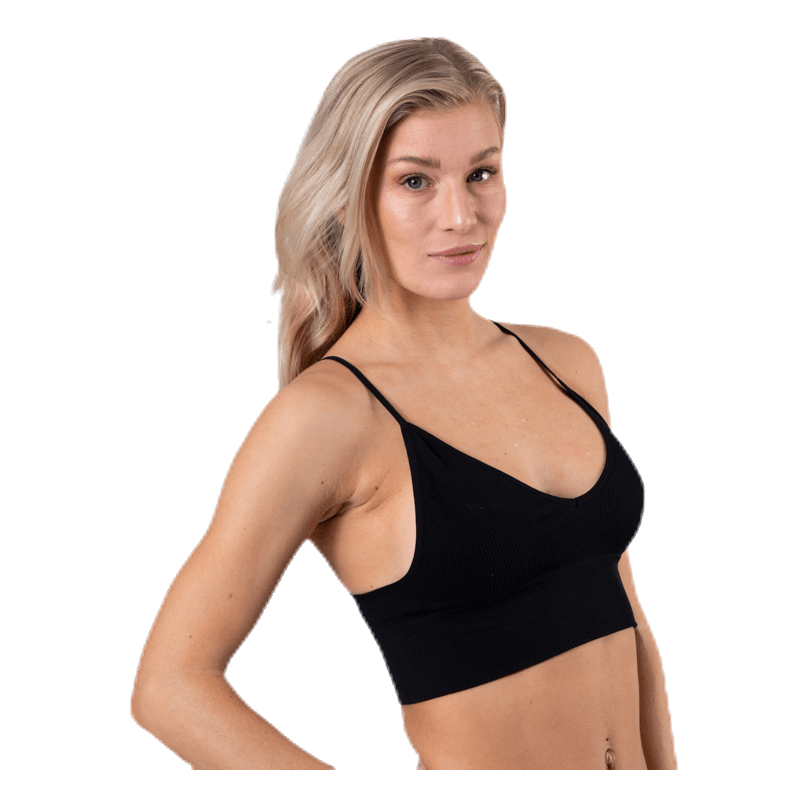 Vicky  Rib Seamless V-Neck Top Black
