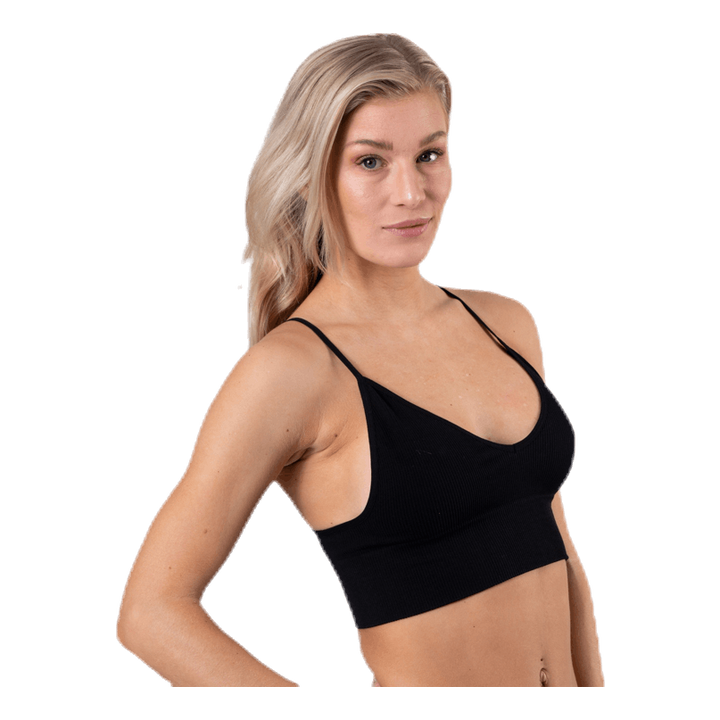 Vicky  Rib Seamless V-Neck Top Black