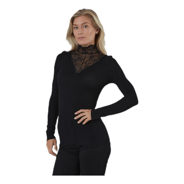 Siri Ls T-Neck Top Black