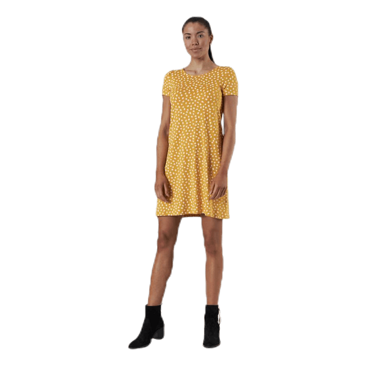 Bera Back Lace Up S/S Dress Yellow