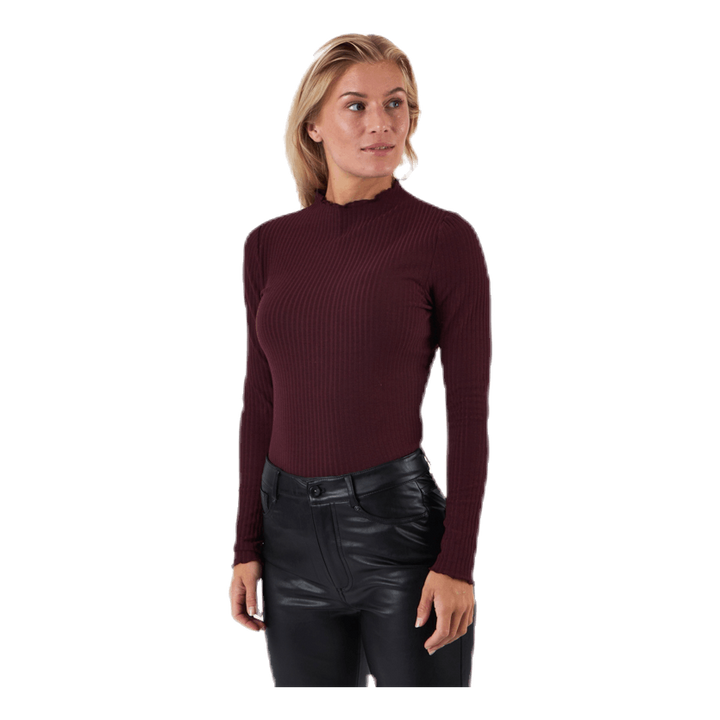 Emma L/S High Neck Top Jrs Brown