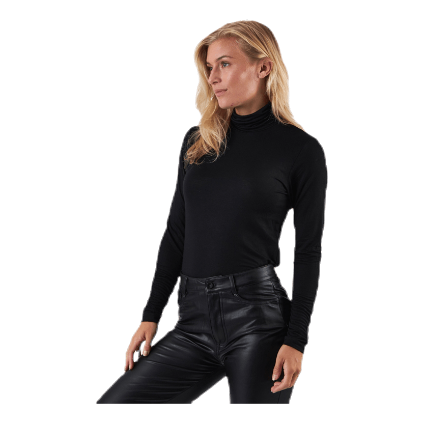 Lela Life L/S Rollneck Top Jrs Black