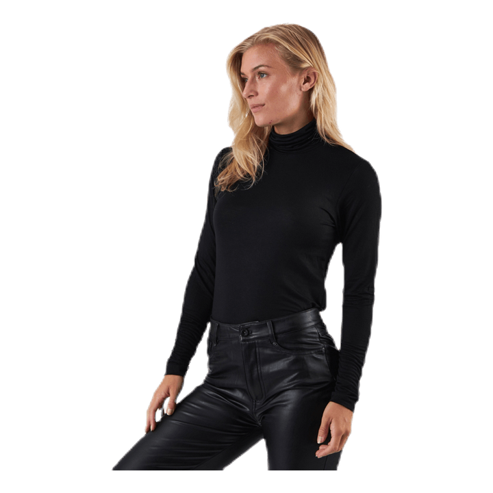 Lela Life L/S Rollneck Top Jrs Black