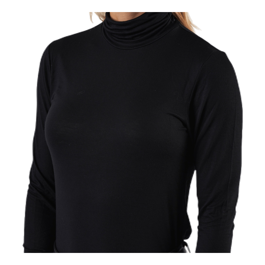 Lela Life L/S Rollneck Top Jrs Black