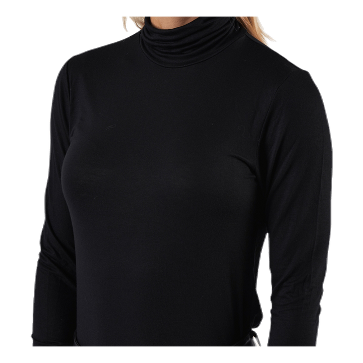 Lela Life L/S Rollneck Top Jrs Black