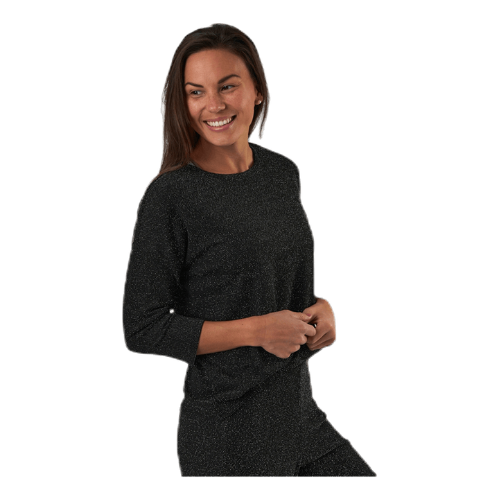 New Queen 3/4 Glitter Top Jrs Black