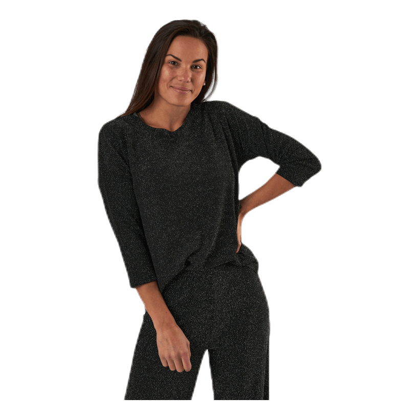 New Queen 3/4 Glitter Top Jrs Black