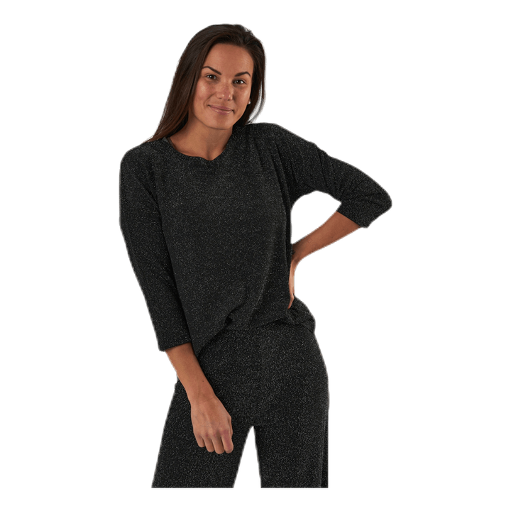 New Queen 3/4 Glitter Top Jrs Black