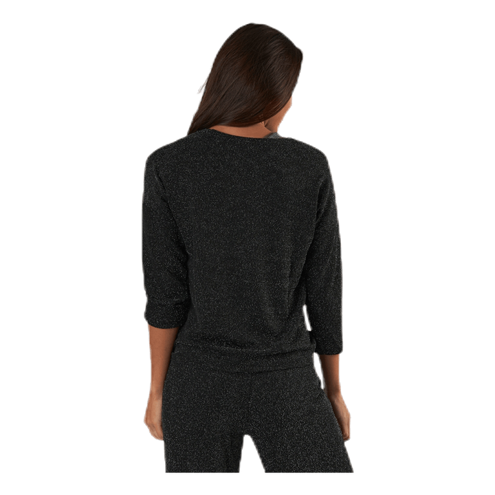 New Queen 3/4 Glitter Top Jrs Black