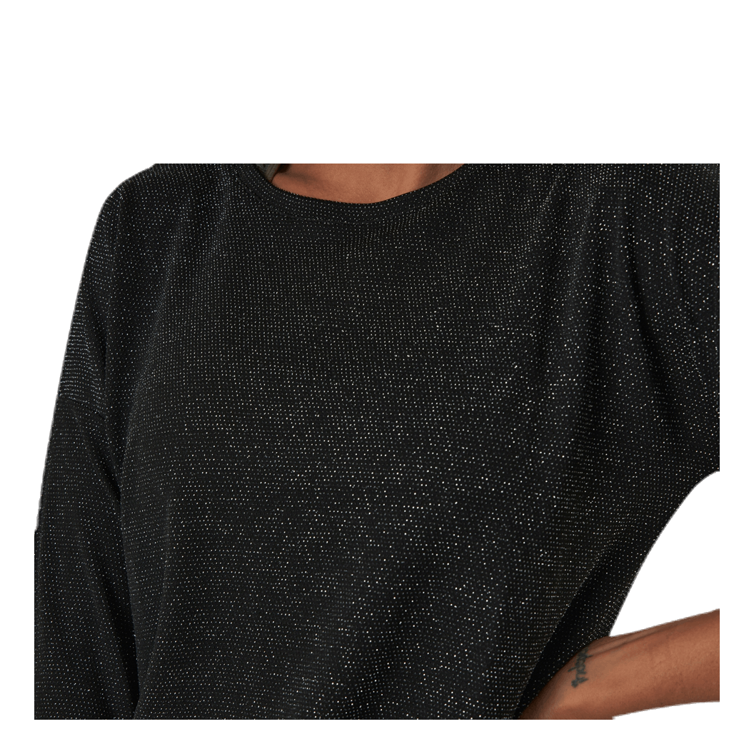 New Queen 3/4 Glitter Top Jrs Black