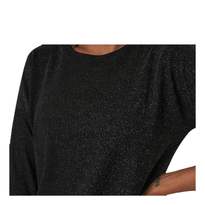 New Queen 3/4 Glitter Top Jrs Black