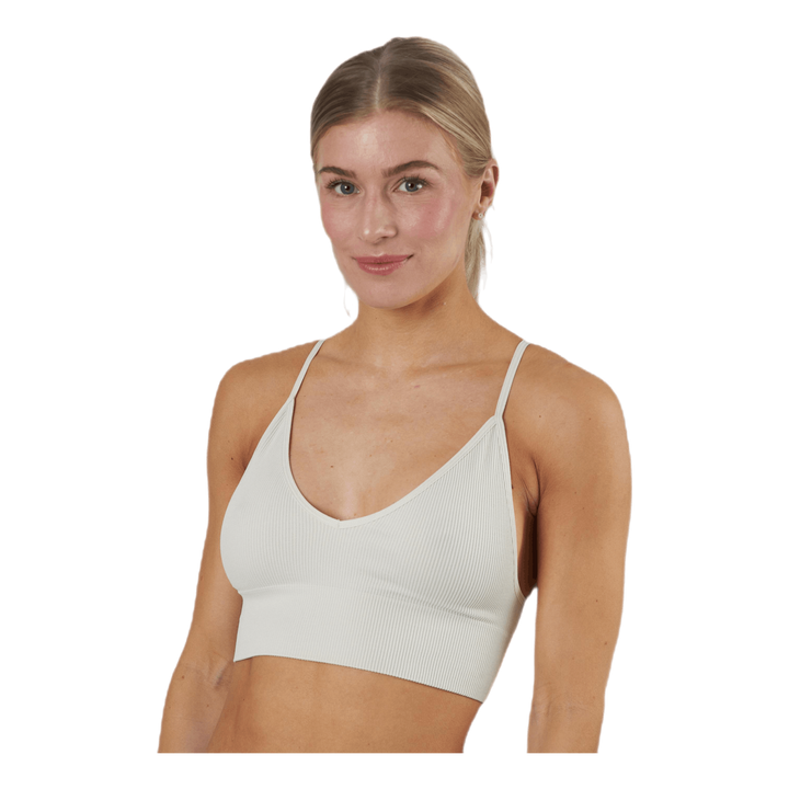Vicky Rib Seamless V-neck Top Grey