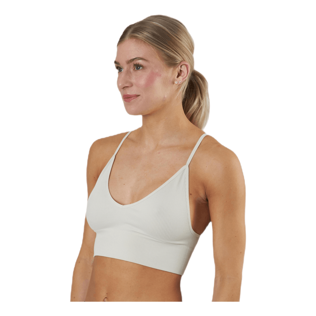 Vicky Rib Seamless V-neck Top Grey