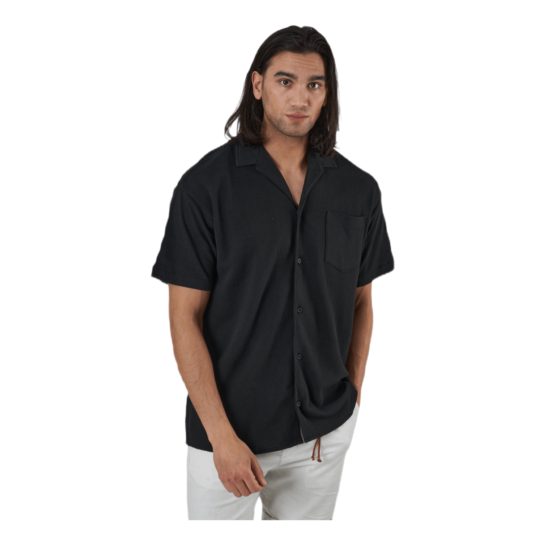 Findus Resort Shirt Ss One Pocket Black