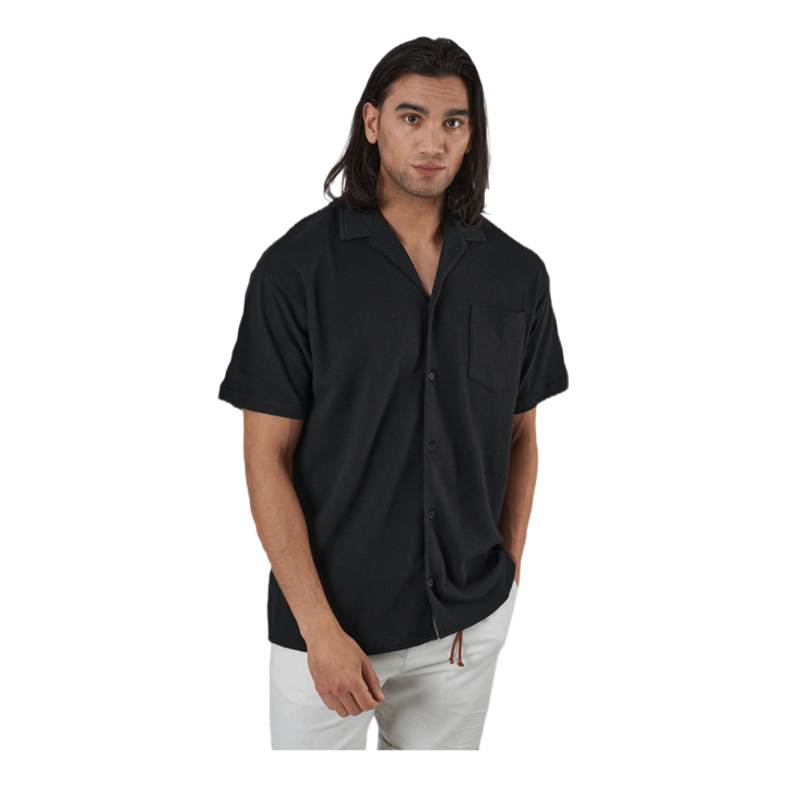 Findus Resort Shirt Ss One Pocket Black