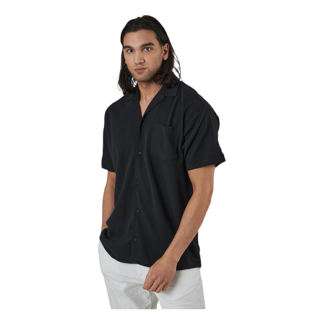 Findus Resort Shirt Ss One Pocket Black