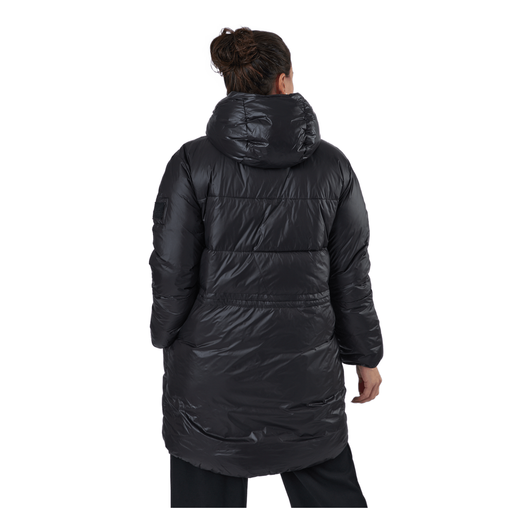 W. Mid Length Shiny Jacket Black