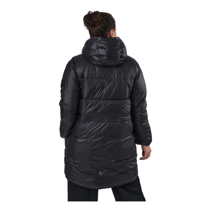 W. Mid Length Shiny Jacket Black