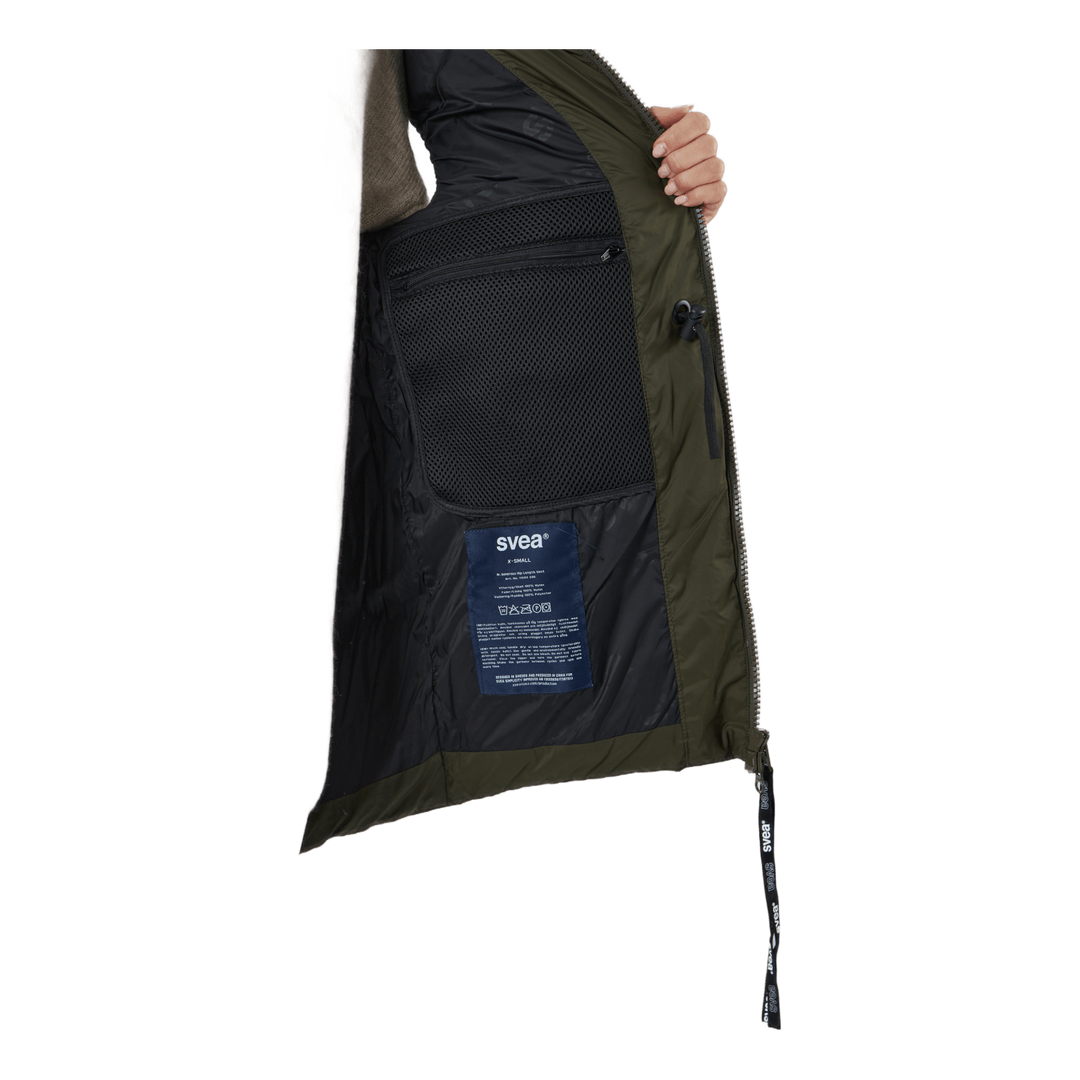 W. Generous Hip Length Vest Dark Army