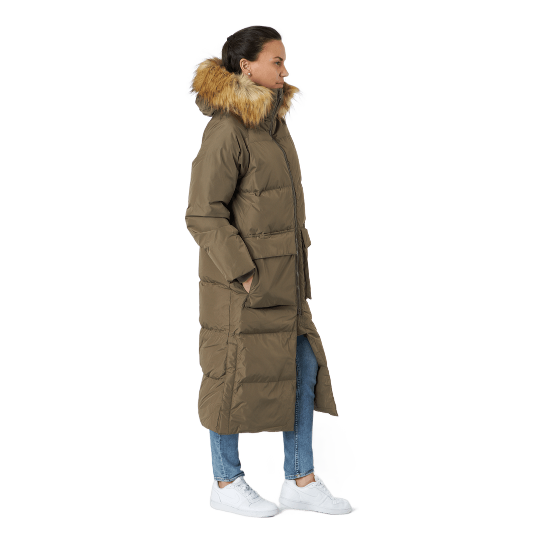 W. Loose Fur Hood Coat Mole