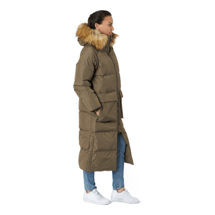 W. Loose Fur Hood Coat Mole