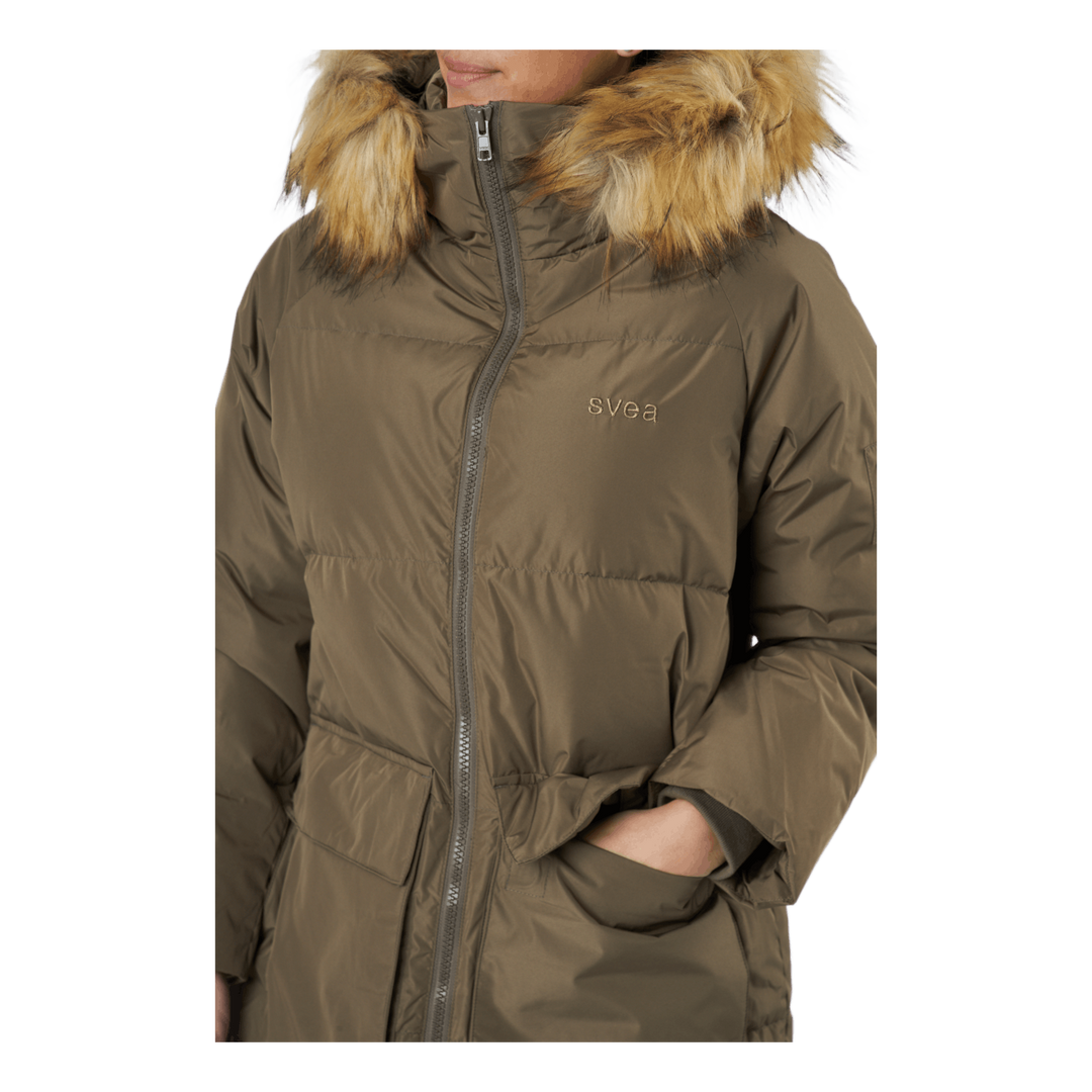 W. Loose Fur Hood Coat Mole