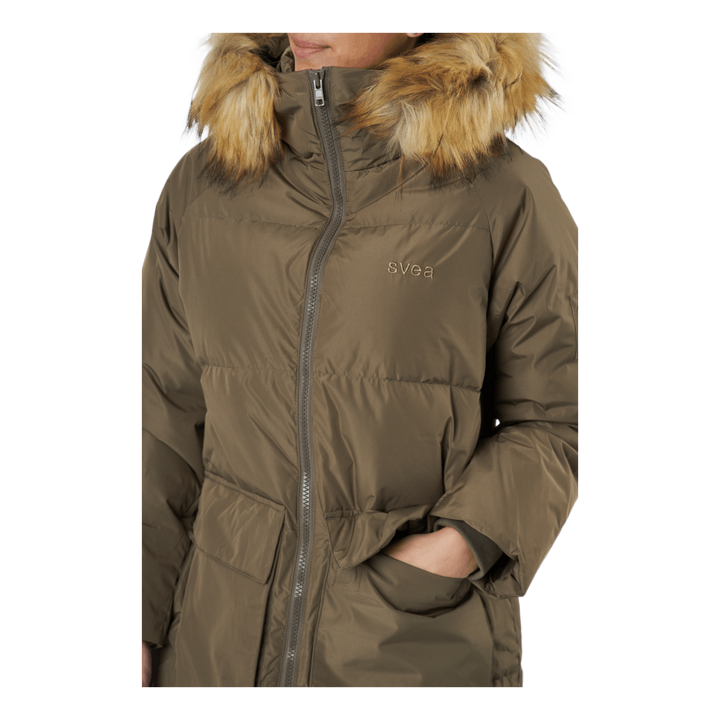 W. Loose Fur Hood Coat Mole