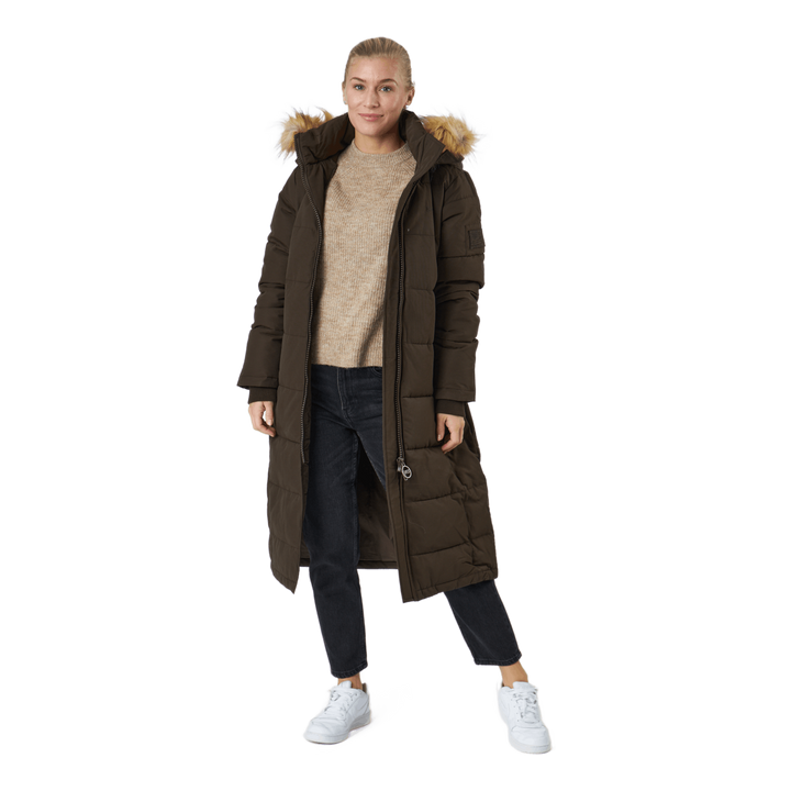 W. Long Slim Padded Parka Brownie Bit
