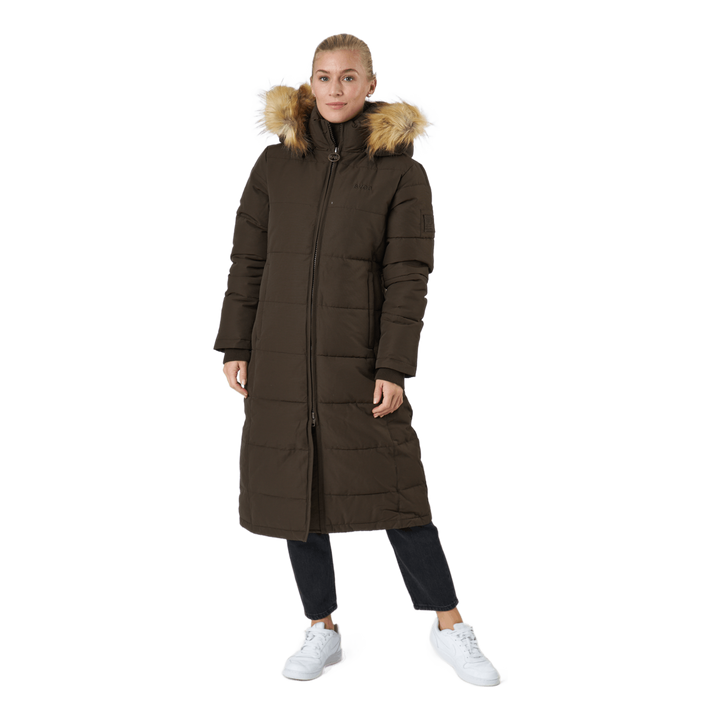W. Long Slim Padded Parka Brownie Bit
