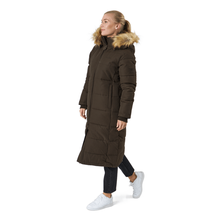 W. Long Slim Padded Parka Brownie Bit