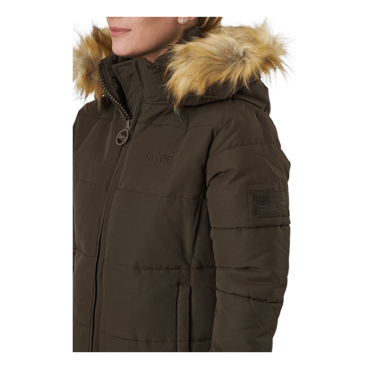 W. Long Slim Padded Parka Brownie Bit