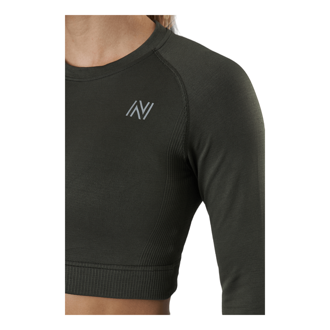 Molly Seamless Ls Crop Top Green