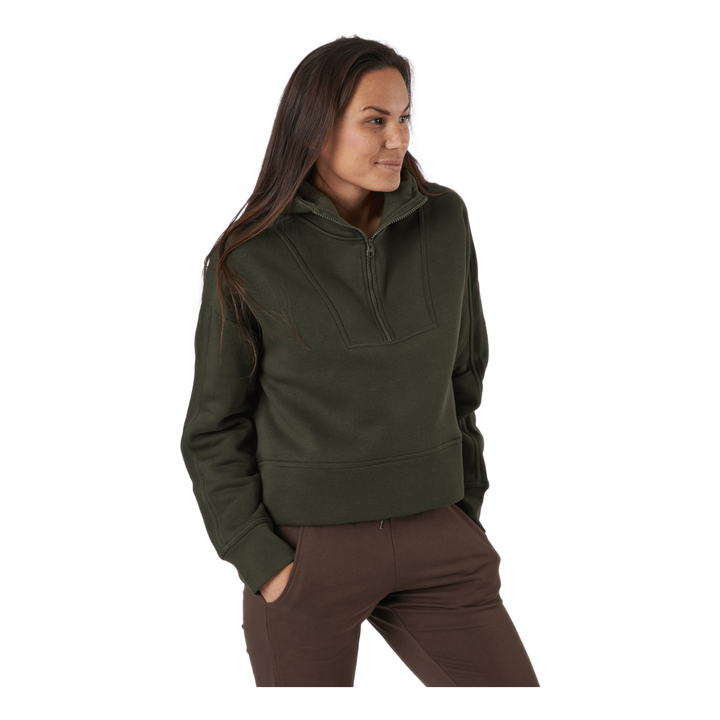 Oversized Zip Hood Forest Green