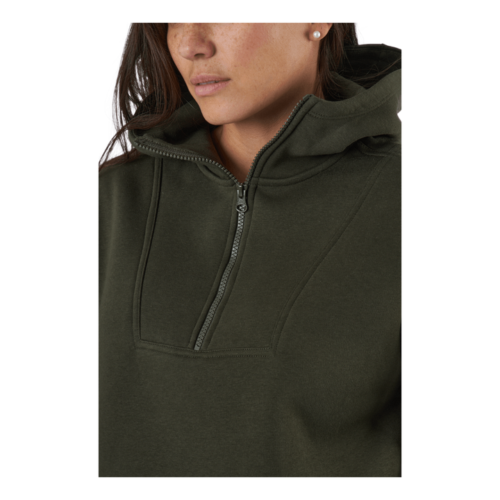 Oversized Zip Hood Forest Green