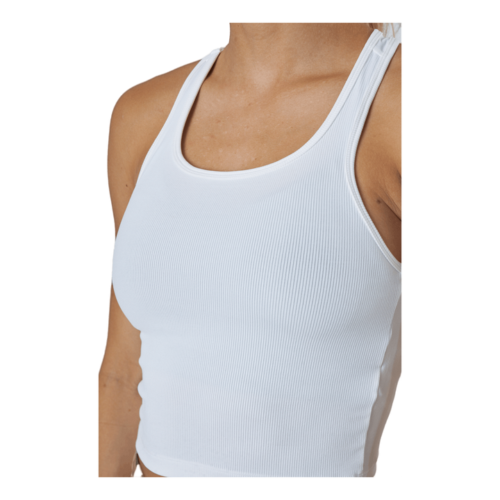 Bold Rib Crop Tank White