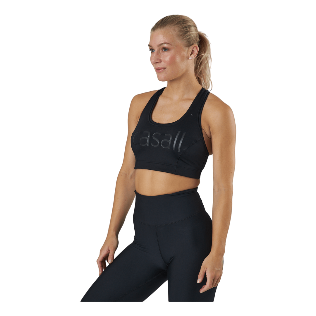 Iconic Wool Sports Bra Black Logo