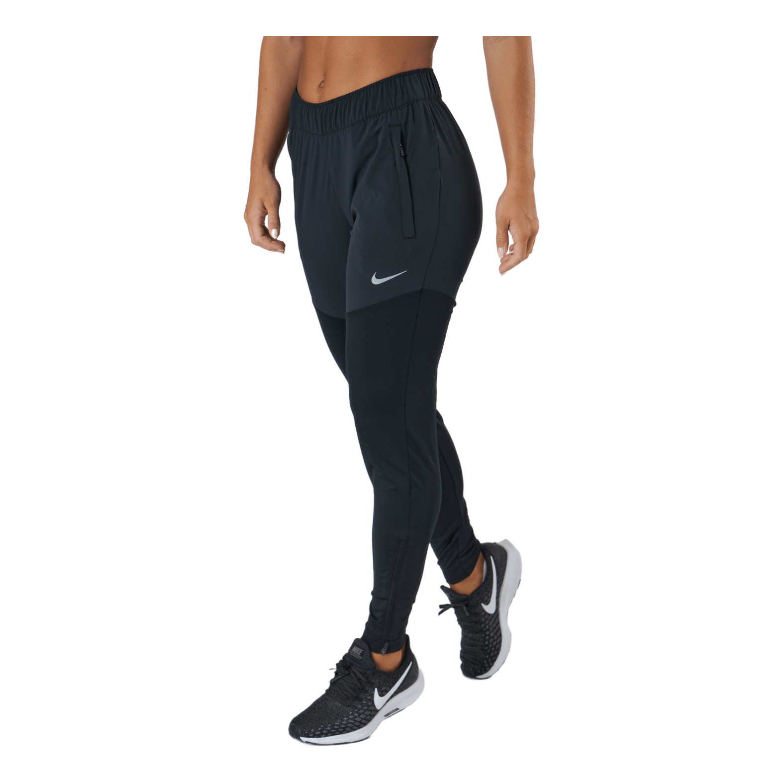 Nike Dri FIT Essential Women s Running Pants BLACK REFLECTIVE SILV