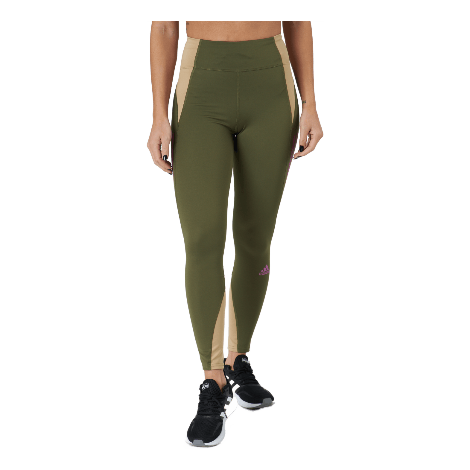 Own The Run Block 7 8 Running Leggings Women Focus Olive Beige Tone