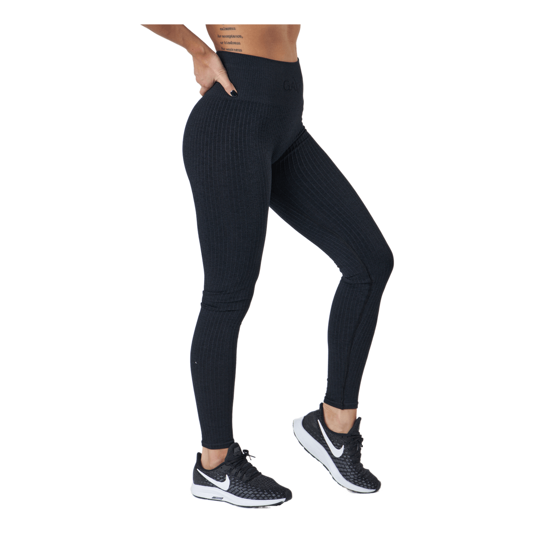 Ribbed Black Sand Melange Seam Black