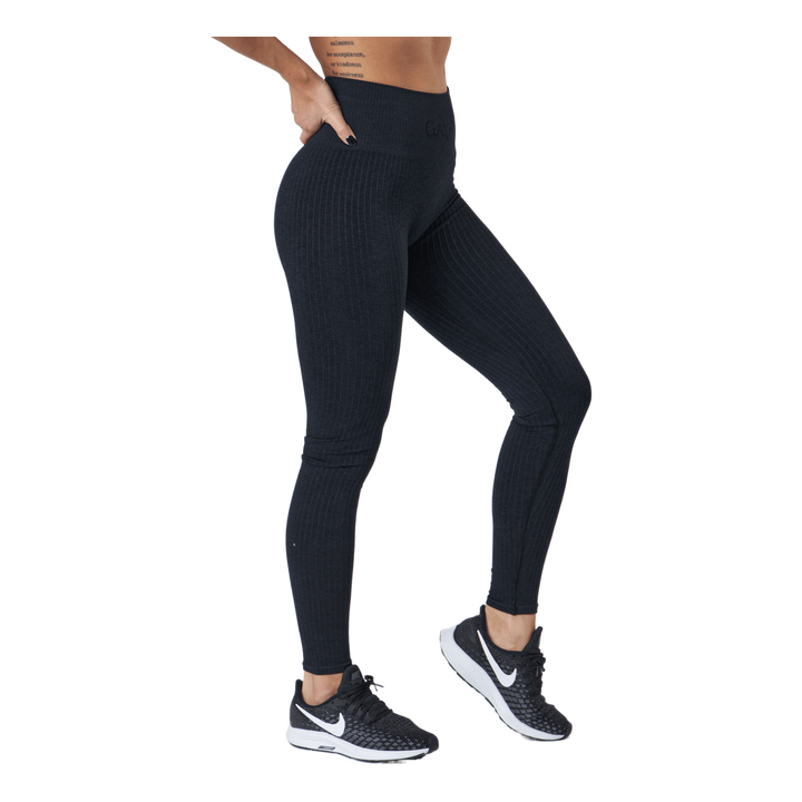 Ribbed Black Sand Melange Seam Black