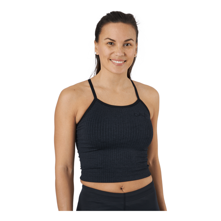 Ribbed Black Sand Melange Seam Black