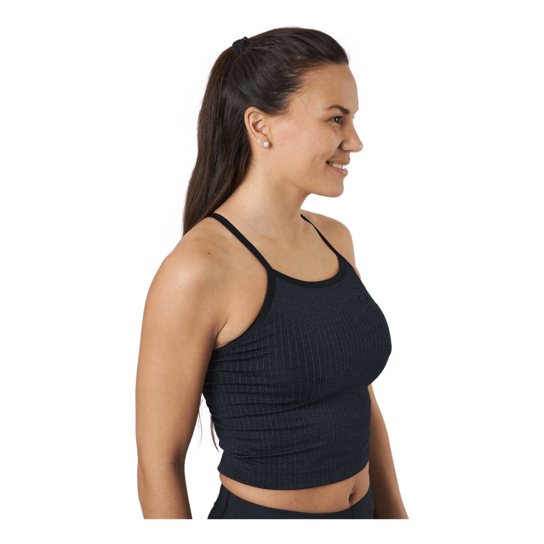 Ribbed Black Sand Melange Seam Black