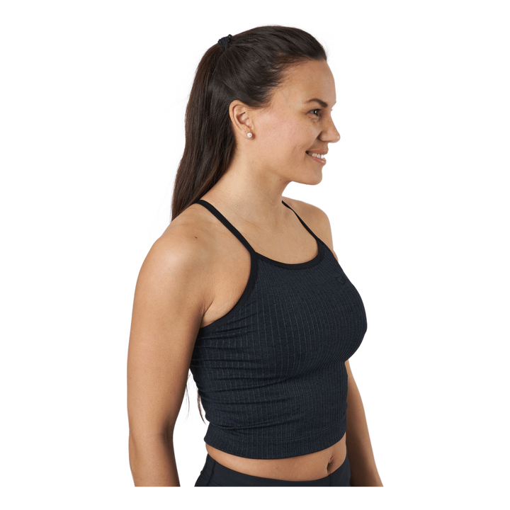 Ribbed Black Sand Melange Seam Black