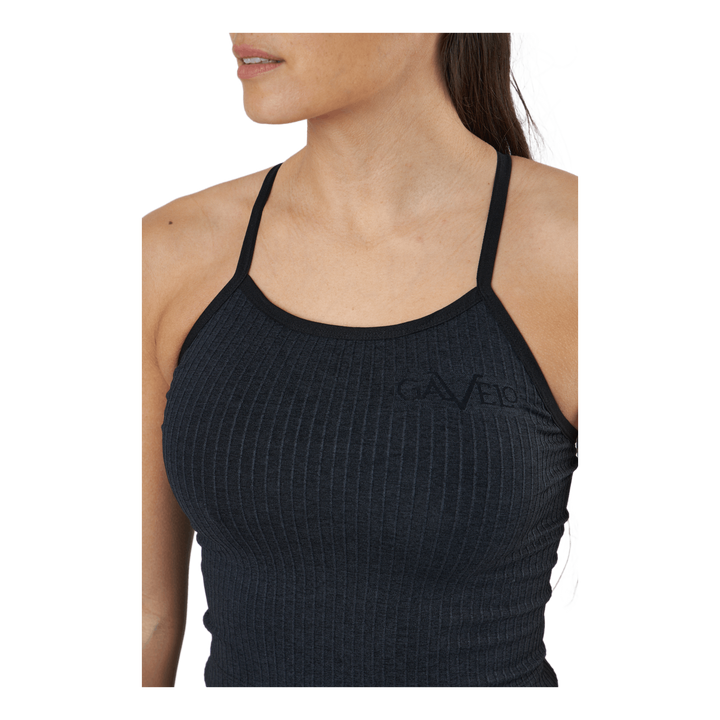 Ribbed Black Sand Melange Seam Black
