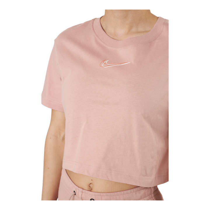 W Nsw Crop Ss Tee Prnt Rose Whisper/white