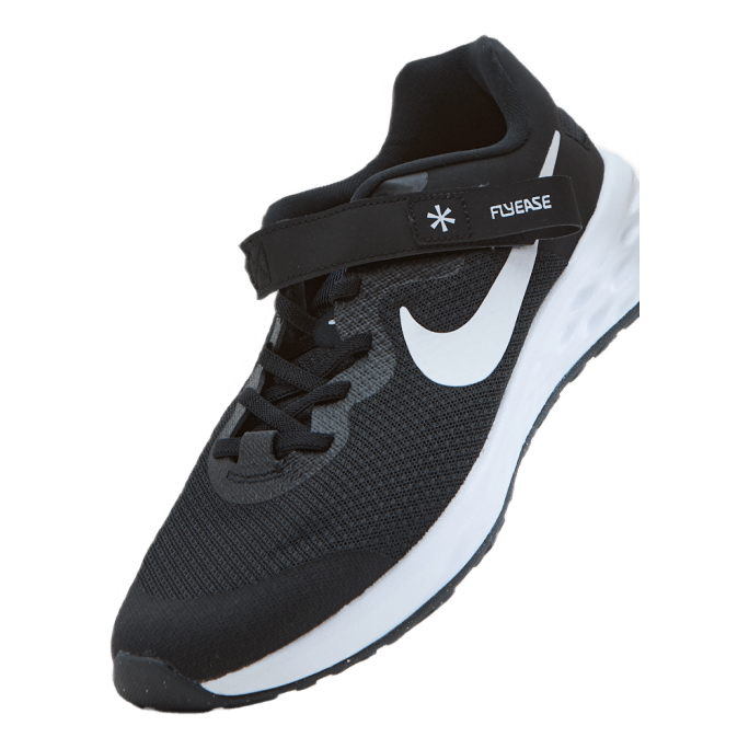 Revolution 6 FlyEase Big Kids' Easy On/Off Road Running Shoes BLACK/WHITE-DK SMOKE GREY