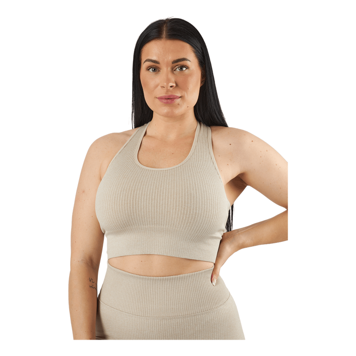 Rib Seamless Crop Top Mushroom