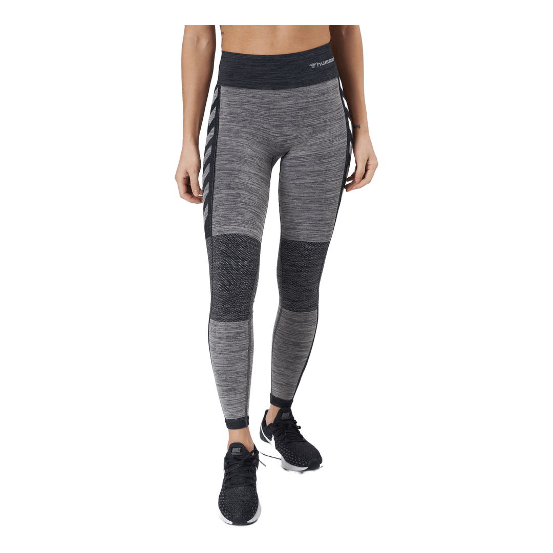 Hmlclea Seamless Mid Waist Tig Chateau Gray/black Melange