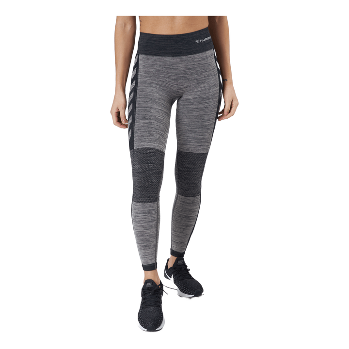 Hmlclea Seamless Mid Waist Tig Chateau Gray/black Melange
